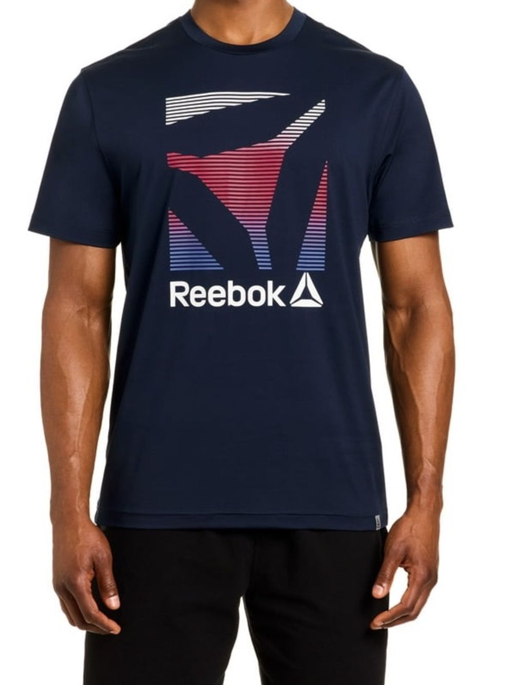 Reebok Navy White Logo Crew Tee Size S/P